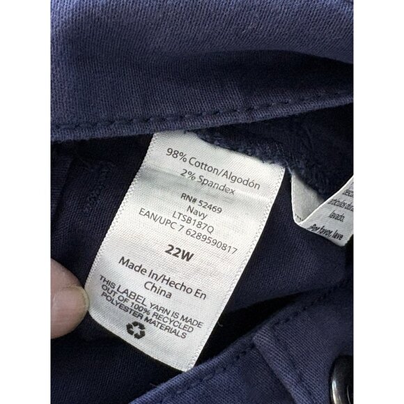 *New Jeanstar Skinny Capri Pant womens Plus 22W Navy Blue Cuffed Cargo Casual - Picture 5 of 5